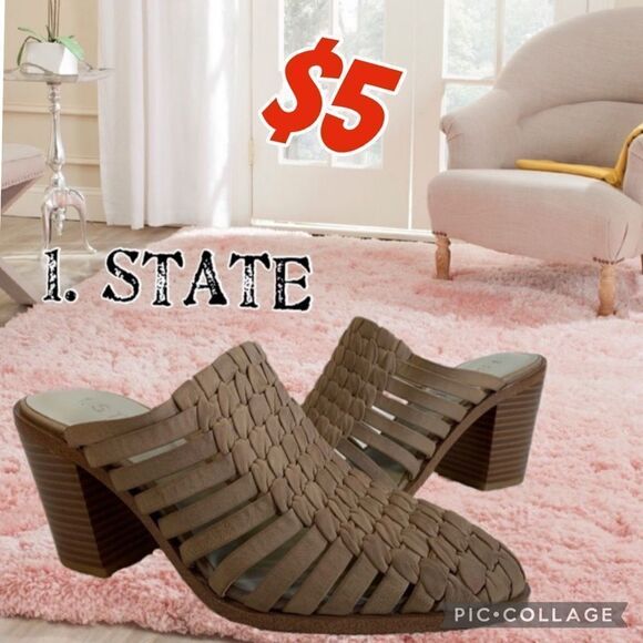 1. State Shoes - $5 ADD ON ITEM/1State Licha Mules Nubuck Leather Heels